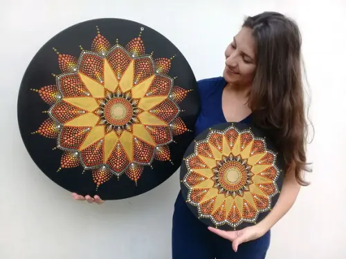 Dupla de Mandalas da Abundância Financeira 60 cm e 35cm