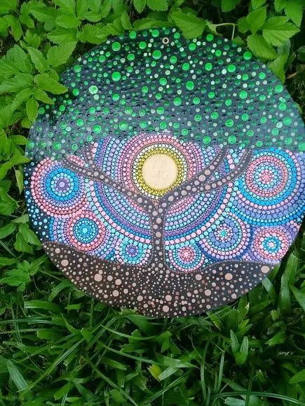 Mandala Arvore da Vida "30 cm pintada a mão