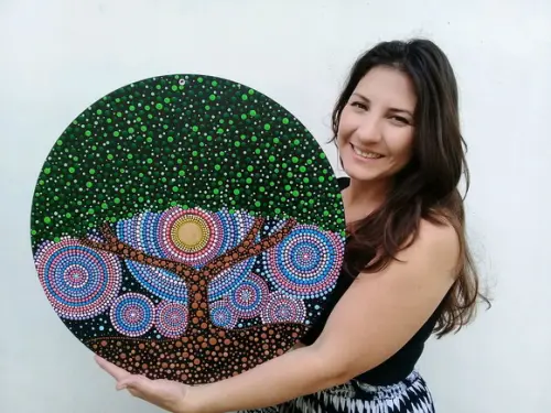 Mandala Arvore da Vida "50 cm pintada a mão