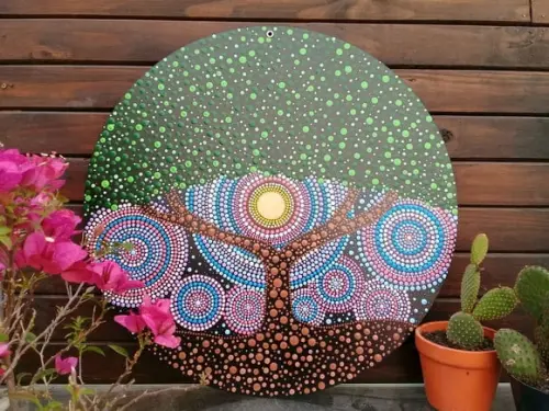 Mandala Arvore da Vida 50 cm pintada a mão