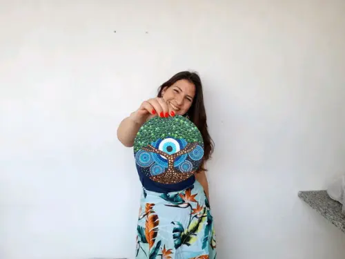 Mandala Árvore Da Vida Com Olho Grego 20 Cm