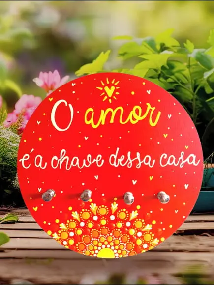 Mandala com Porta-chaves "o Amor É a Chave Dessa Casa" 20cm
