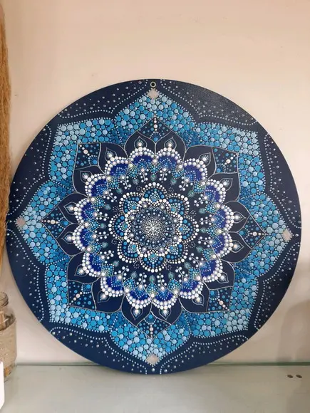 Mandala da calmaria pintada a mão 50cm