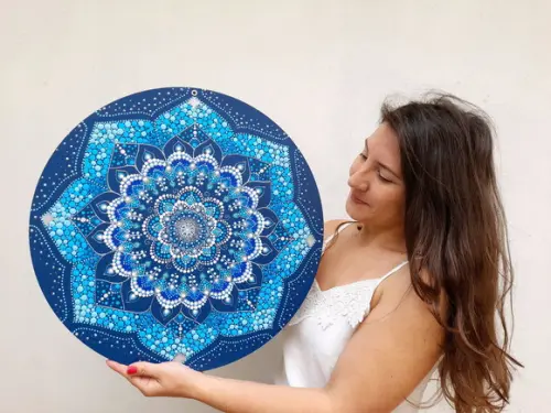 Mandala da calmaria pintada a mão 50cm