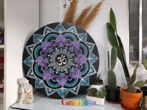 Mandala da espiritualidade e paz "40 cm pintada a mão