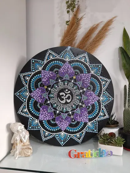 Mandala da espiritualidade e paz 50 cm pintada a mão