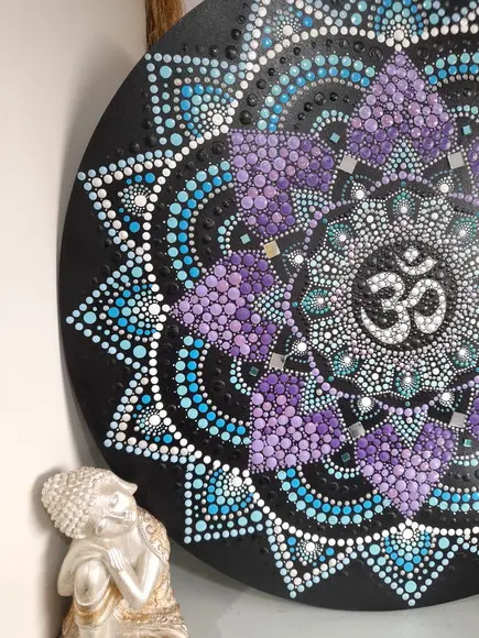 Mandala da espiritualidade e paz 50 cm pintada a mão