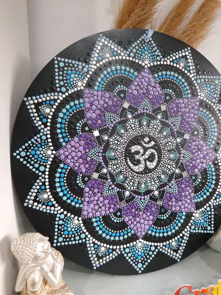 Mandala da espiritualidade e paz 40 cm pintada a mão