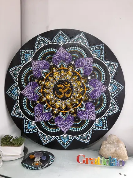 Mandala da espiritualidade e paz 60 cm pintada a mão