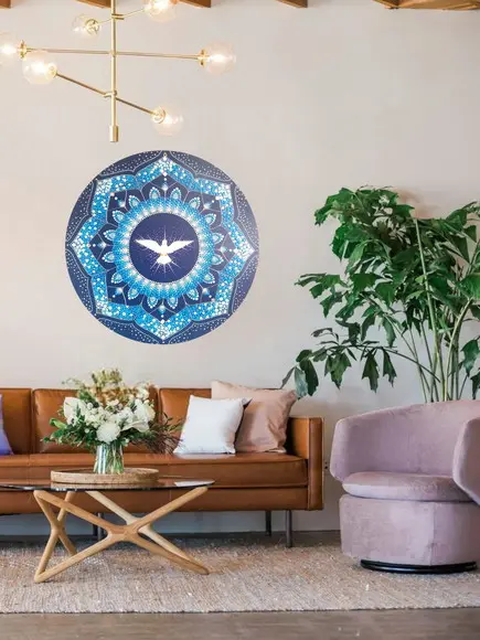 Mandala Divino Espírito Santo 80 cm - com Fundo Azul