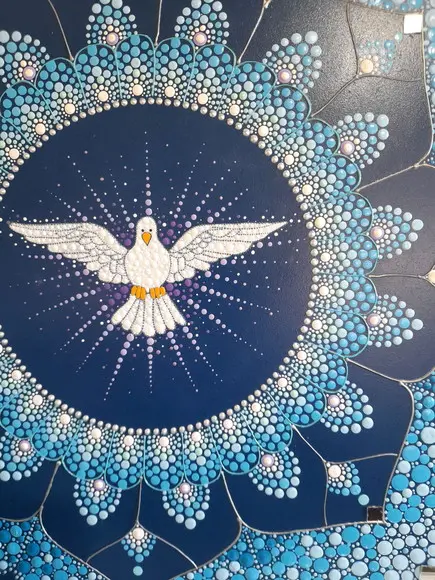 Mandala Divino Espíritosanto60 cm - com Fundo Azul