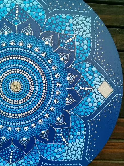 Mandala Energia Espiritual 40 cm - com fundo azul