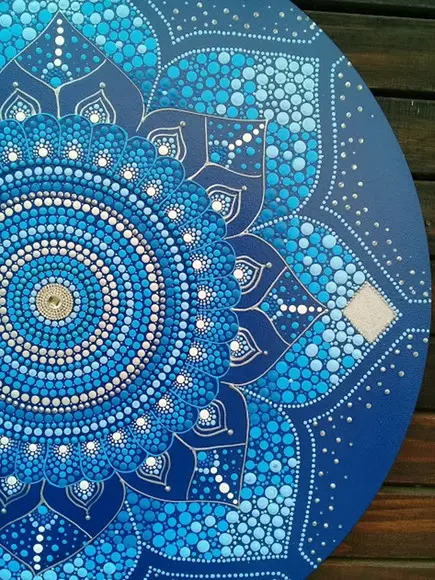 Mandala Energia Espiritual 50 cm - com Fundo Azul