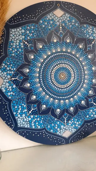 Mandala Energia Espiritual 60 cm - com Fundo Azul