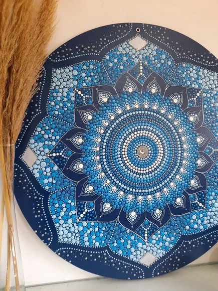 Mandala Energia Espiritual 60 cm - com Fundo Azul
