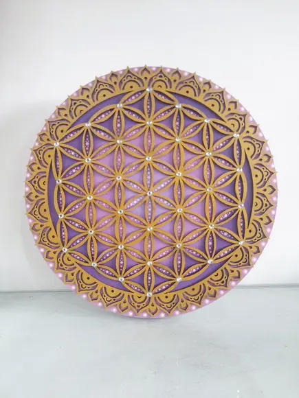 Mandala Flor da Vida 30cm com Aplique - 3d