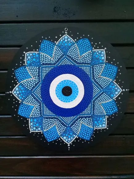 Mandala Olho Grego 60 cm em Pontilhismo
