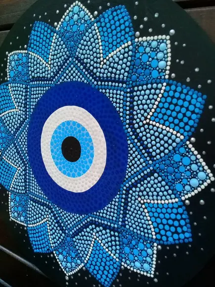 Mandala Olho Grego 60 cm em Pontilhismo