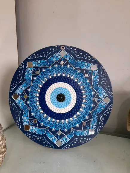 Mandala Olho Grego Azul 20 cm