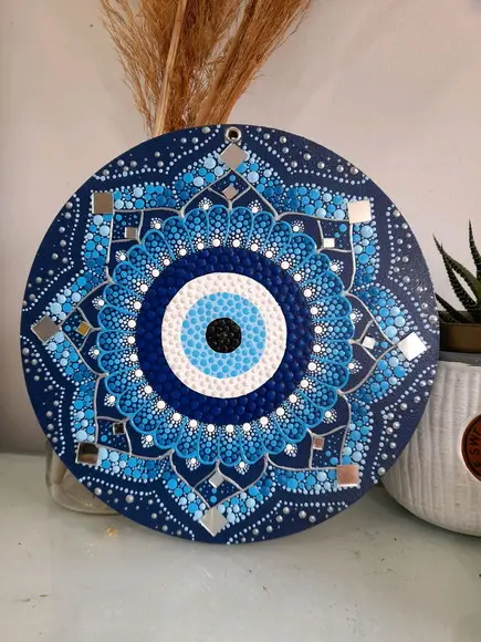 Mandala Olho Grego Azul 20 cm