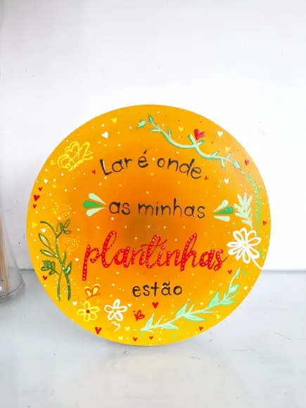 Placa Decorativa "lar É Onde a Minhas Plantinhas Estão" 20cm
