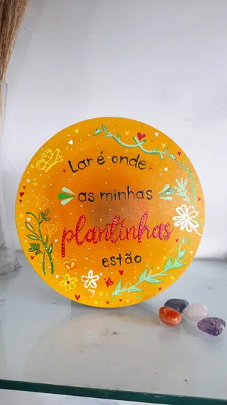 Placa Decorativa lar É Onde a Minhas Plantinhas Estão 20cm