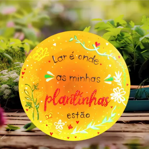 Placa Decorativa lar É Onde a Minhas Plantinhas Estão 20cm