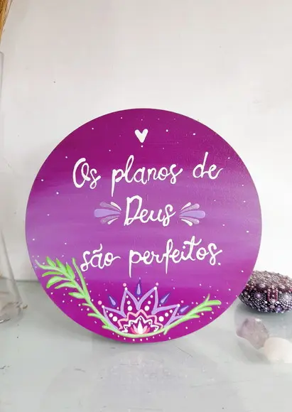Placa Decorativa os Planos de Deus São Perfeitos 20cm