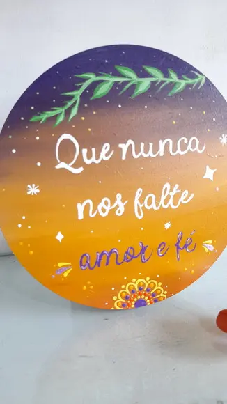 Placa Decorativa que Nunca nos Falte Amor e Fé 20cm