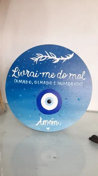 Placa Decorativa Olho Grego "livrai-me do Mal"