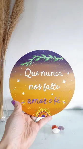 Placa Decorativa que Nunca nos Falte Amor e Fé 20cm