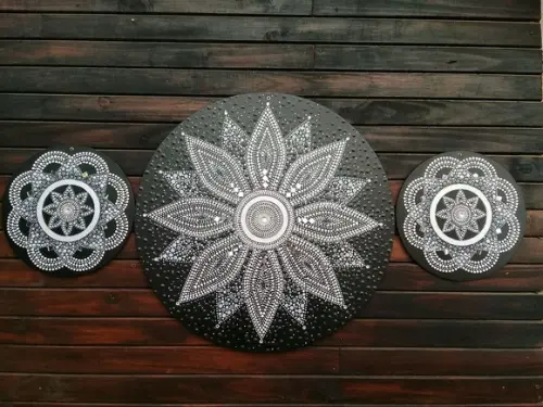 Trio de mandalas da paz e acolhimento 60cm, 30cm