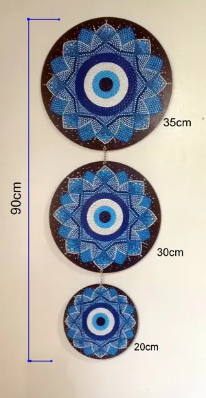 Trio Mandala Olho Grego 20cm, 30cm, 35cm Pintada à Mão