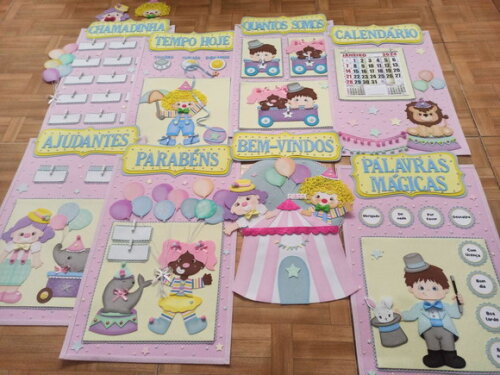 Kit para Decoração de Sala de Aula: Circo - 8 Painéis