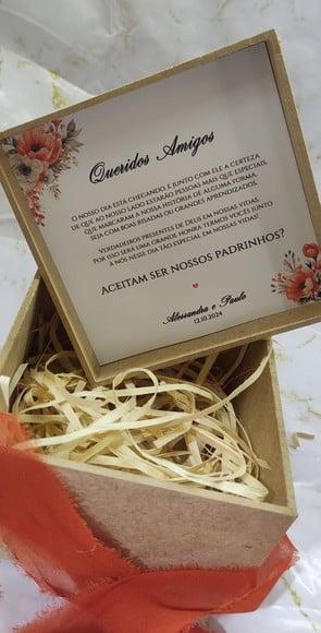 Caixa para Padrinhos mdf 12x12x5cm