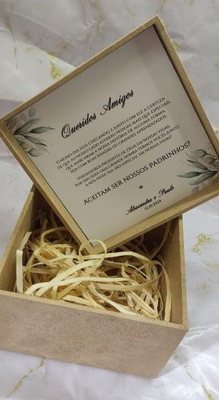 Caixa para Padrinhos mdf 15x15x5cm