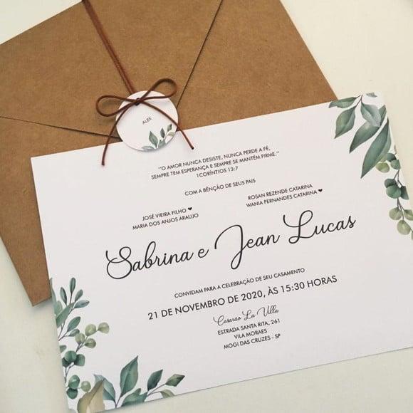Convite de Casamento com Envelope