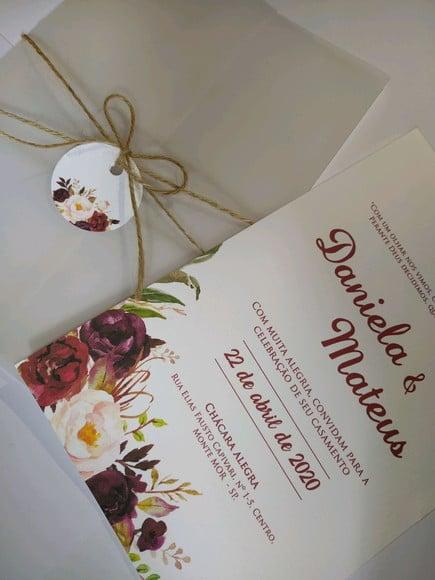 Convite de Casamento em Papel Vegetal