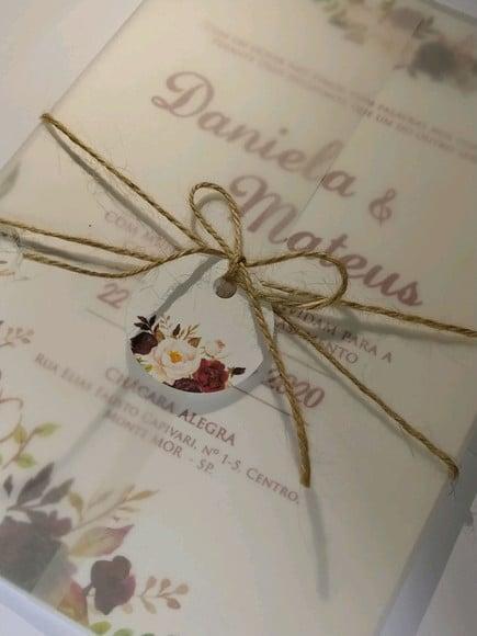Convite de Casamento em Papel Vegetal