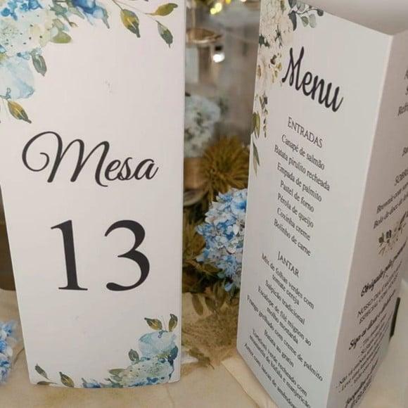 Menu Triangular com Numeração de Mesa e Agradecimento