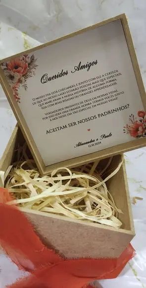 Caixa para Padrinhos mdf 12x12x5cm