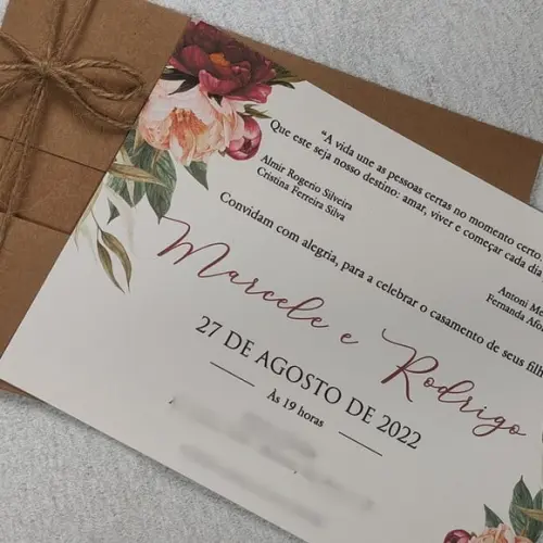 Convite de Casamento C/envelope