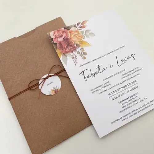 Convite de Casamento com Envelope