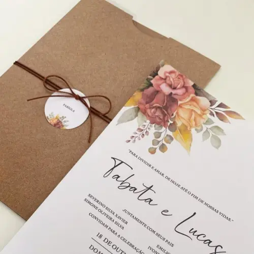 Convite de Casamento com Envelope
