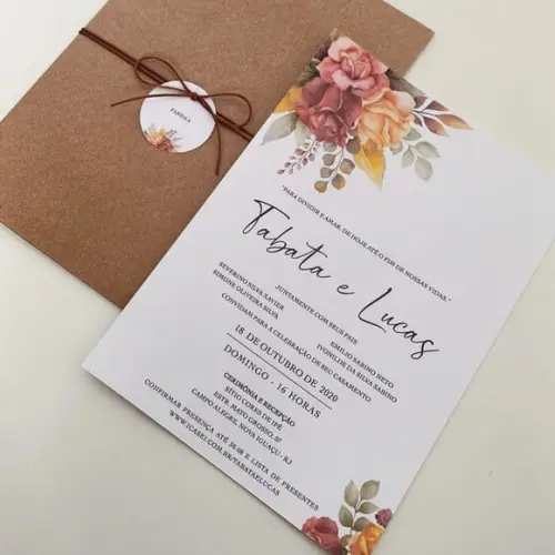 Convite de Casamento com Envelope