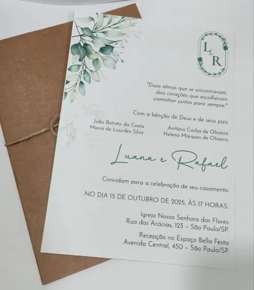 Convite de Casamento Elegância