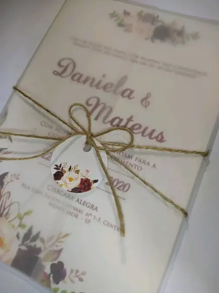 Convite de Casamento em Papel Vegetal