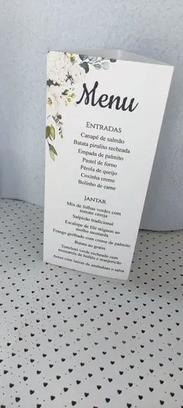 Menu Triangular com Numeração de Mesa e Agradecimento