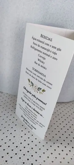 Menu Triangular com Numeração de Mesa e Agradecimento