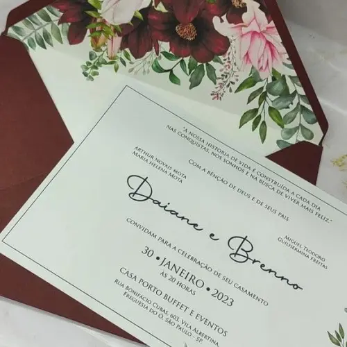 Convite de Casamento C/envelope